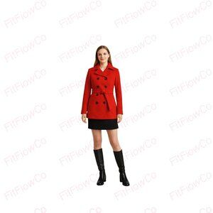 ❤️ Old Navy Red Double-Breasted Peacoat | Belted | Size XS | EUC